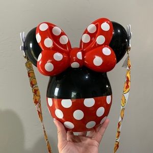 Disney Park Official Minnie Mouse Popcorn Bucket w/ strap